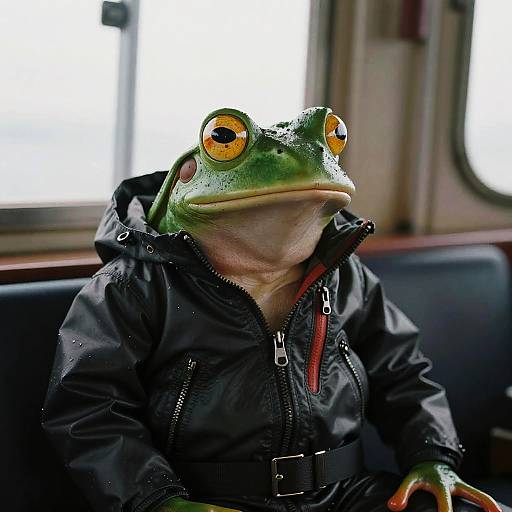 Pepe the Frog in Ski Jacket on Boat