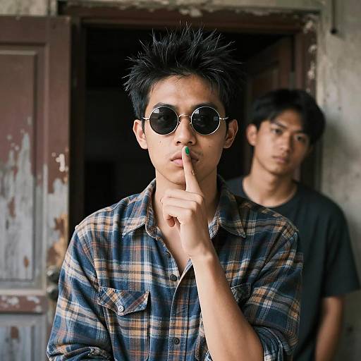 Thoughtful Males in Rustic Setting