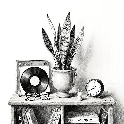 Whimsical Mid-Century Still Life Sketch