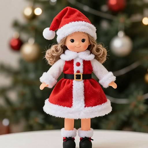 Female Santa Claus Doll by Tree