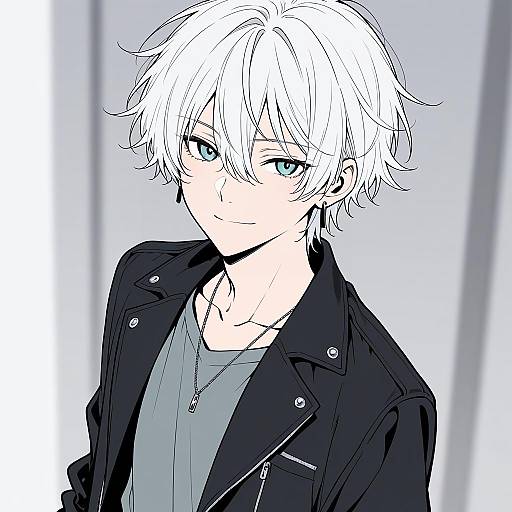 White-Haired Male Portrait with Jewelry