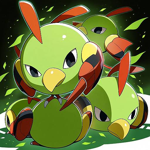 Illustration of Natu, pokemon in the style of Eichi yuu