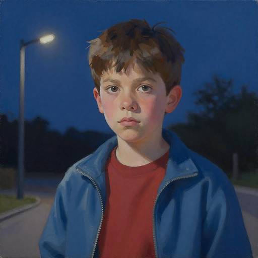 Portrait of a Young Boy at Night