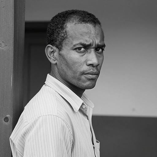 Intense Portrait of Medium-Dark Skinned Man