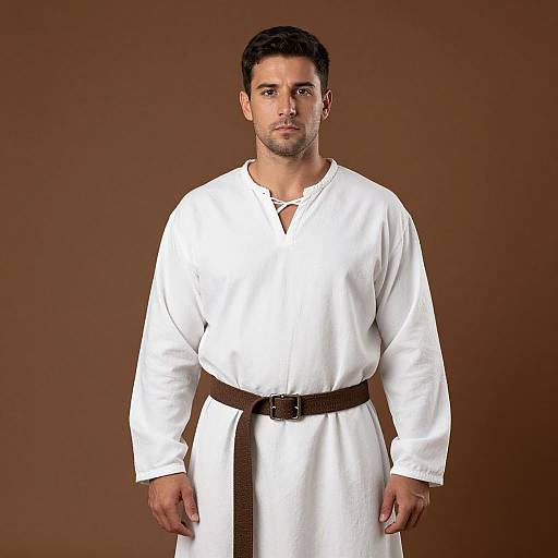 Medieval Man in White Tunic