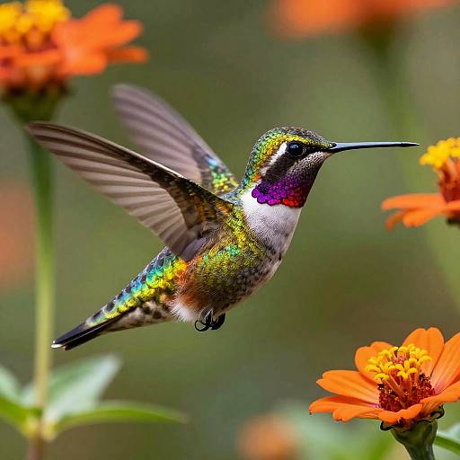 Vibrant Hummingbird in Botanical Garden