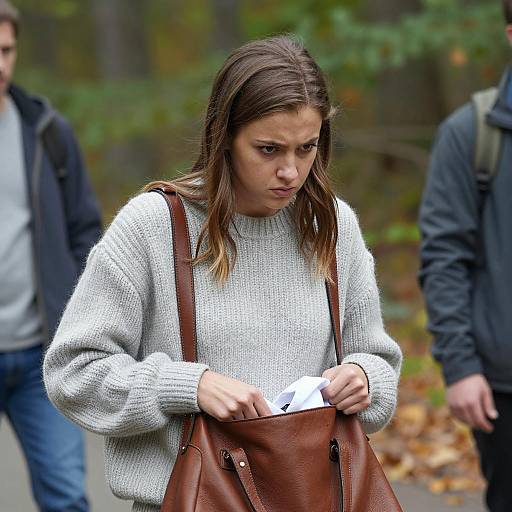 Focused Young Woman in Forest Setting