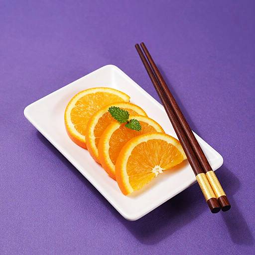 Vibrant Fish Slices on Purple Plate
