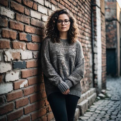 Young Woman Standing by Brick Wall