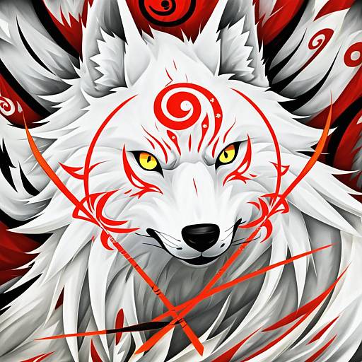 Illustration of Amaterasu (ookami), ookami (game) in the style of Hou (hachiyou)