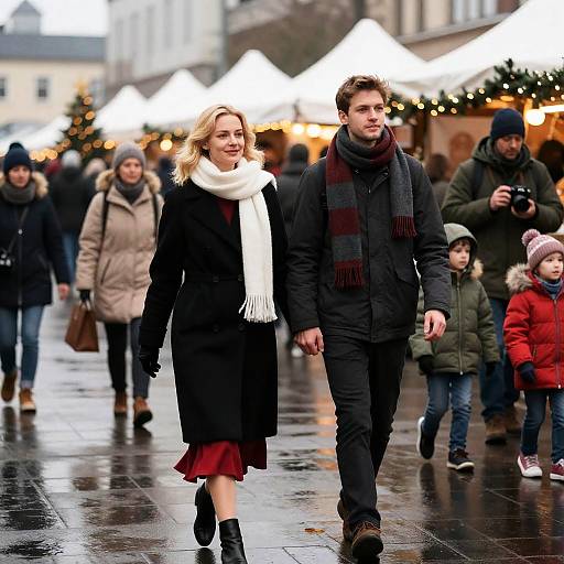 Couple Enjoying Winter Market Stroll