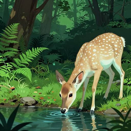 Surreal Digital Deer in Acid Forest