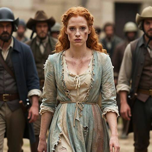 Red-haired woman in torn dress 18th century France