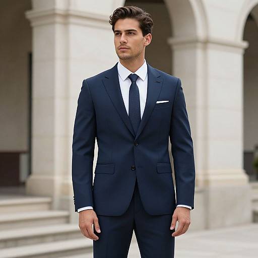 Man in Stylish Suit by Building