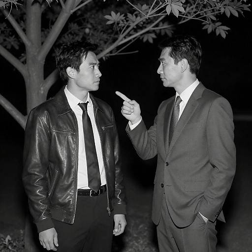 Intense Night Exchange in Black and White