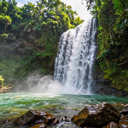 Majestic Waterfall in Tropical Rainforest