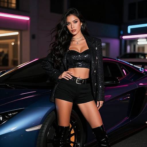 Glamorous Influencer by Luxury Car