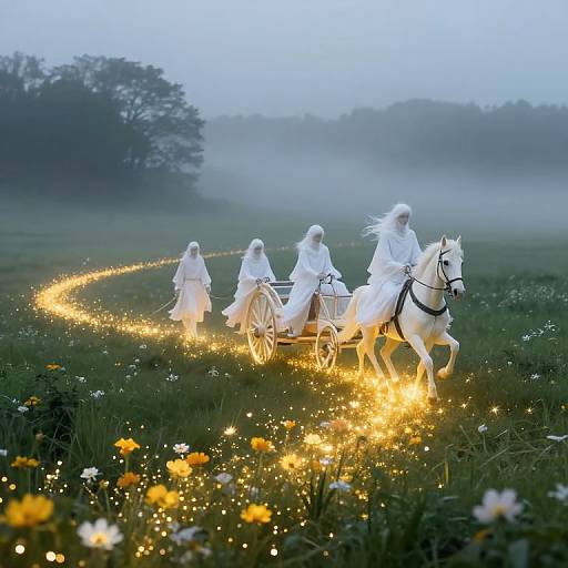 Ethereal Spectral Riders in Misty Meadow