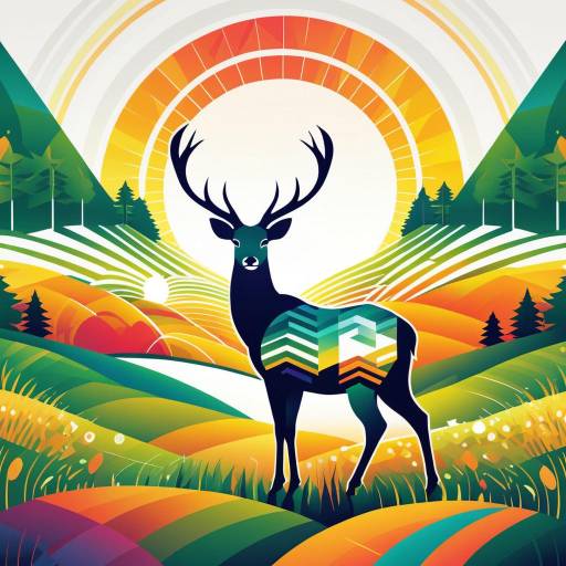 Geometric Deer Design with Norwegian Colors