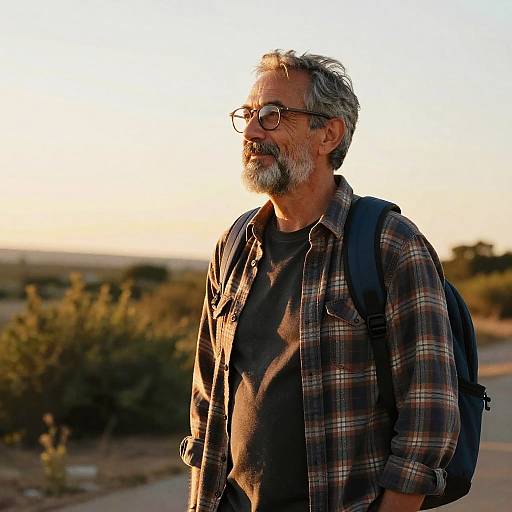 Older Man at Sunset Outdoors