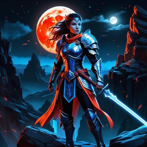 Fierce Warrior in a Moonlit Canyon