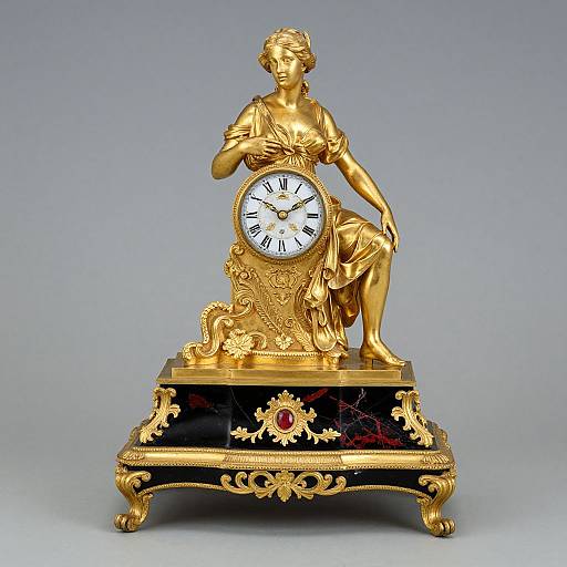 French Neoclassical Gilded Bronze Clock