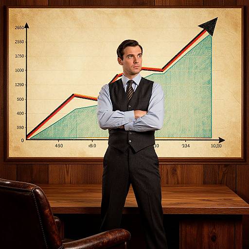 Confident Businessman with Rising Chart