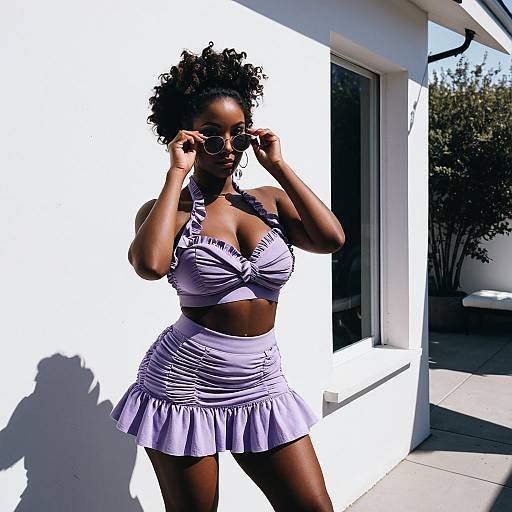 Playful Summer Fashion on Dark-Skinned Model