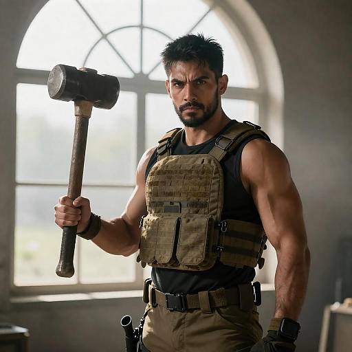 Powerful Warrior in Tactical Gear