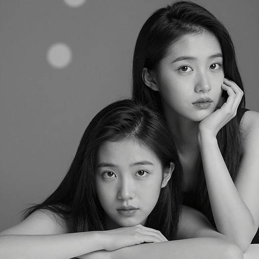 Elegant Black-and-White Portrait of Two Women