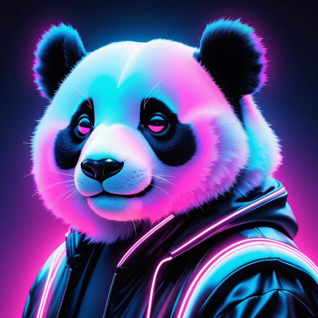 Retro Panda Profile in 80s Aesthetic