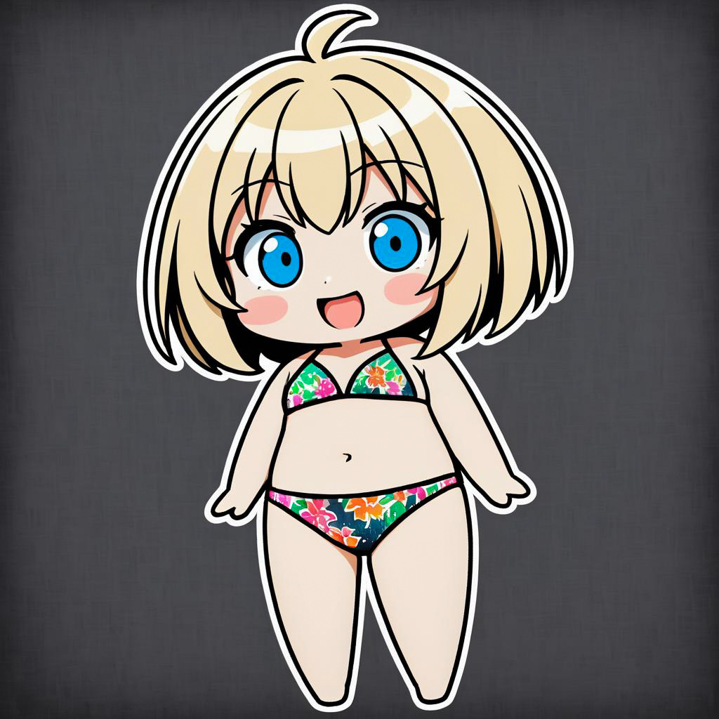 Surprised Lucy Heartfilia in Floral Bikini