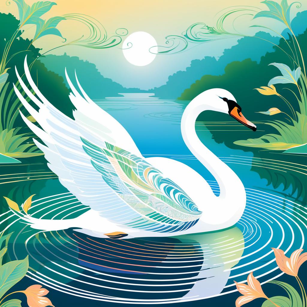 Elegant Swan Illustration Inspired by Audubon