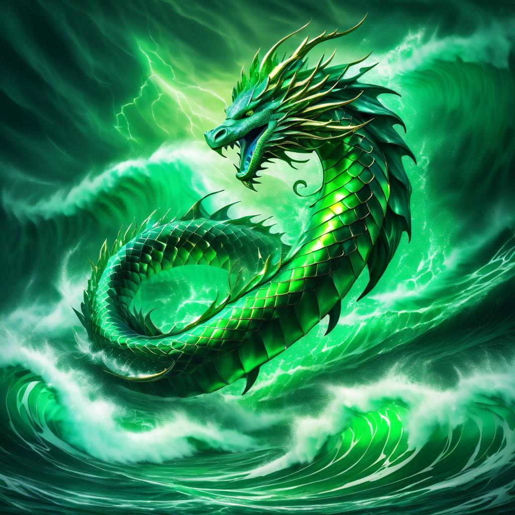 Majestic Sea Serpent in Stormy Seas