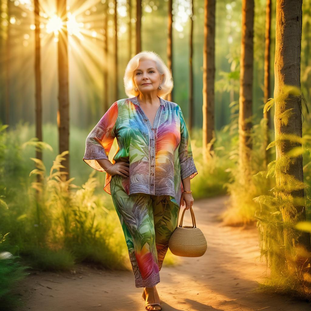 Elderly Woman in Nature's Embrace