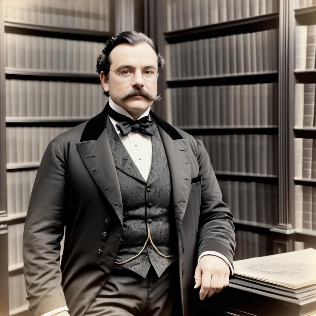 Victorian Gentleman in Library Setting