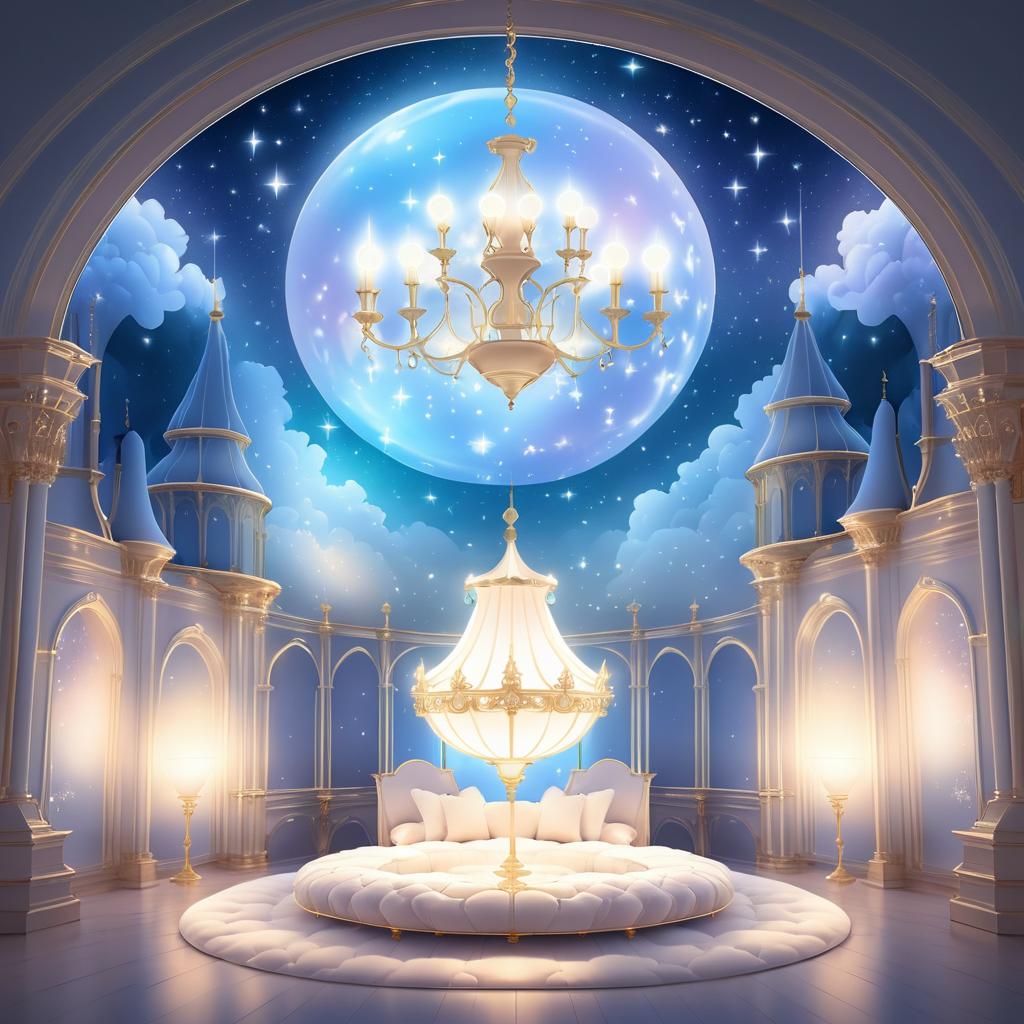 Dreamy Celestial Globe in Cozy Castle Room