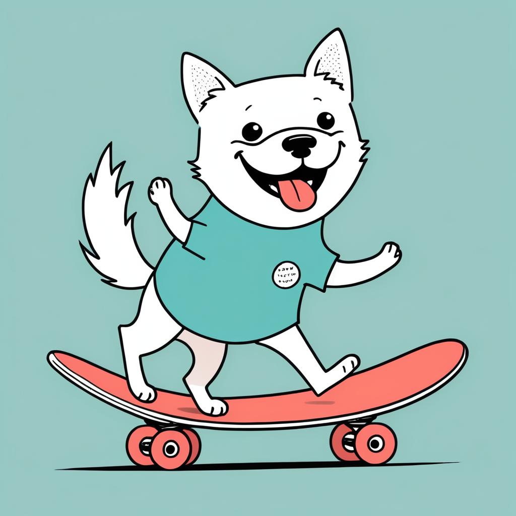 Cheerful Dog Skating in Gemma Correll Style