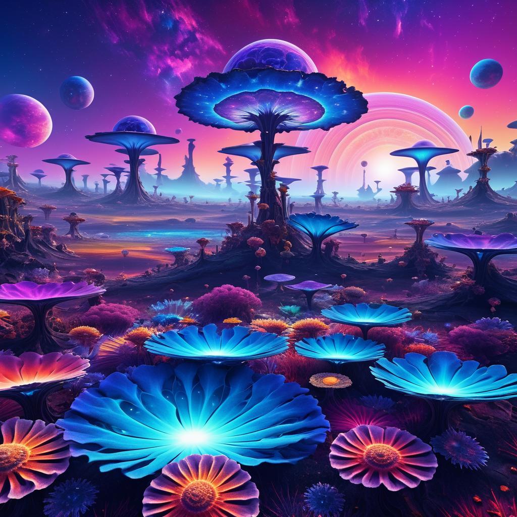 Surreal Alien Fractal Landscapes at Twilight