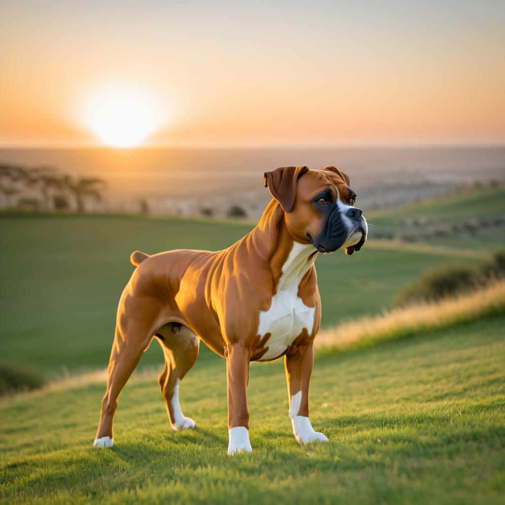 Boxer Dog Sunset Exploration Photograph