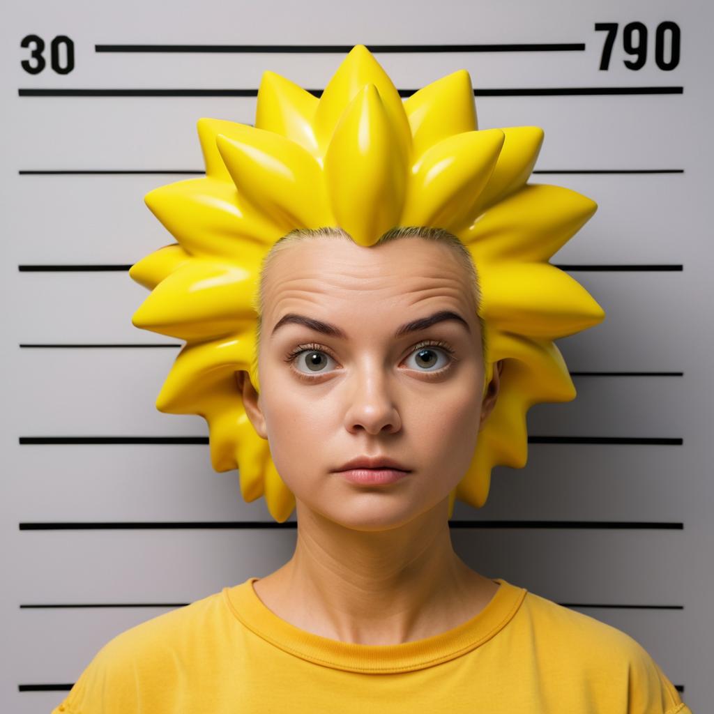 Comical Mugshot of Bewildered Lisa Simpson