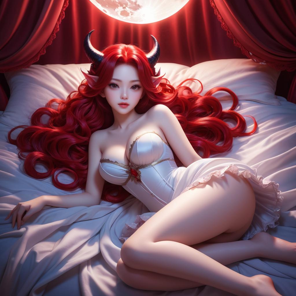 Demon Queen in Moonlit Ecchi Art