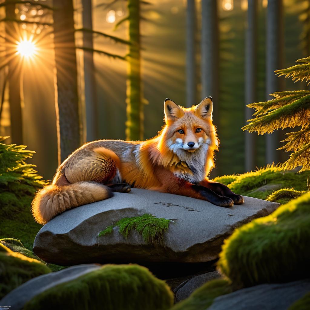 Stunning Red Fox at Sunset