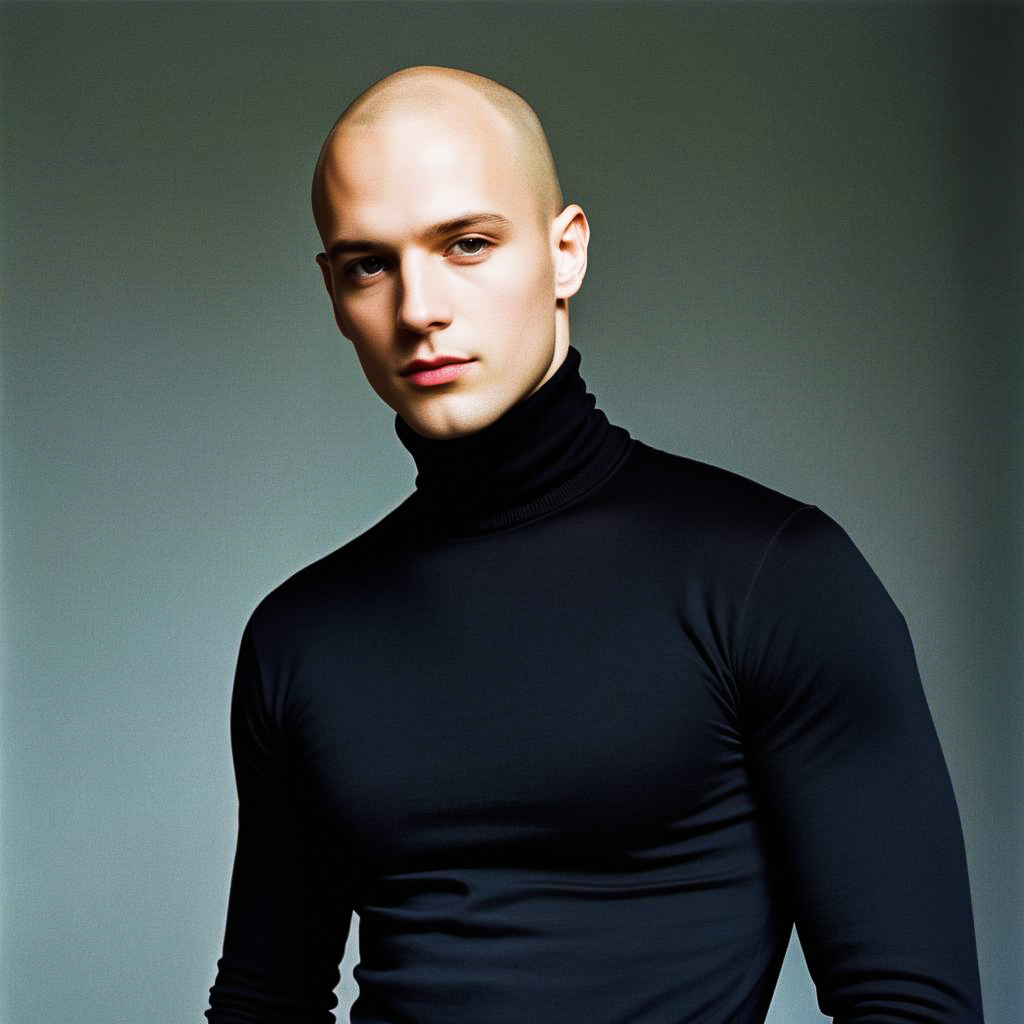 Bald Man in Casual W Magazine Style