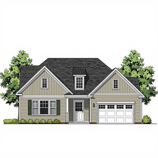 Country Home Front Elevation Plan