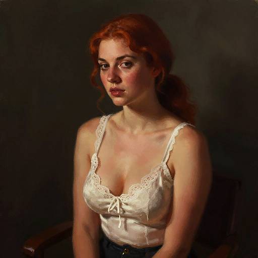 Red-Haired Woman in Dramatic Light