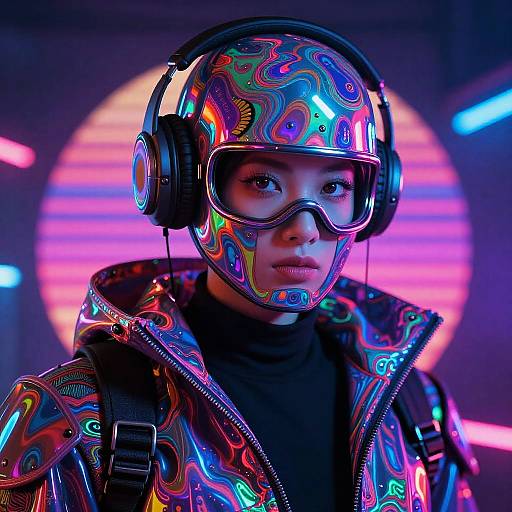 Retro 80s Neon Cyberpunk Warrior Portrait