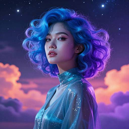 Ethereal Woman with Cosmic Hair