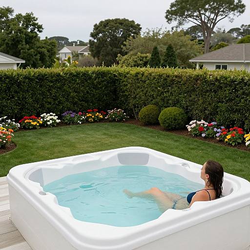 Woman Relaxing in Pristine Hot Tub