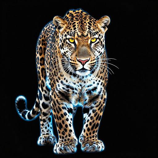 Neon Blue Leopard Digital Art